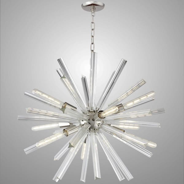 Unbranded 9-Light Polished Nickel Sputnik Chandelier with no Bulbs Included