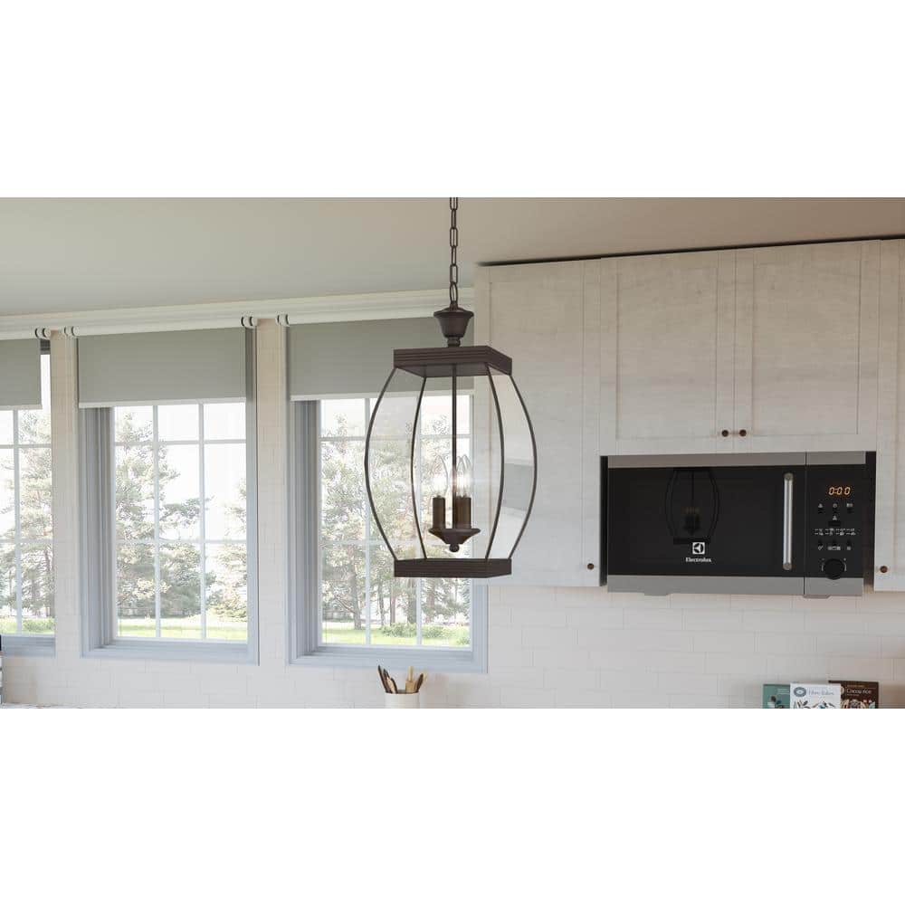 Oasis Transitional Mini 3-Light Matte Black & Bronze Pendant