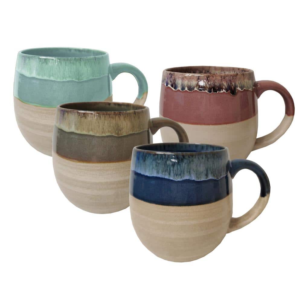 Tabletops Gallery 26 oz. Multi-Colored Stoneware Mug (Set of 4 