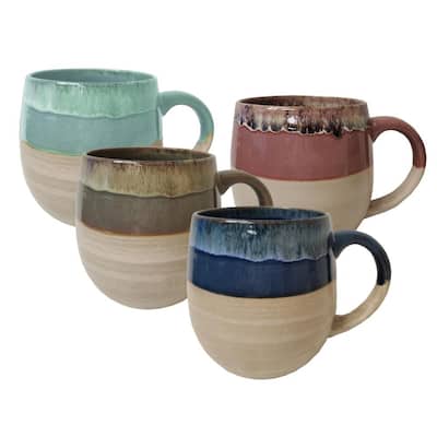 26 oz. Multi-Colored Stoneware Mug (Set of 4)