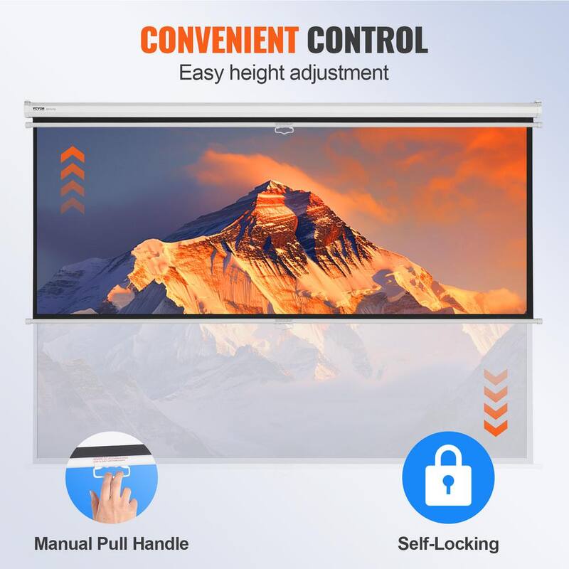 Projector Screen 100 in. Retractable Projection Screen Auto-Locking Portable Projection Screen for Home Office Theater