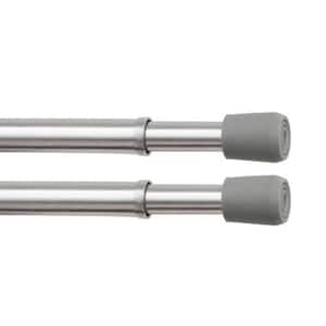 Fast Fit No Tools 18 in. - 28 in. Adjustable Spring Tension Curtain Rod, 7/16 in. Dia. in Chrome Silver, Set of 2