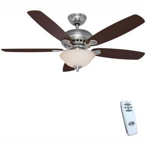 Southwind 52 in. Indoor LED Brushed Nickel Ceiling Fan with 5 Reversible Blades, Light Kit, Downrod and Remote Control