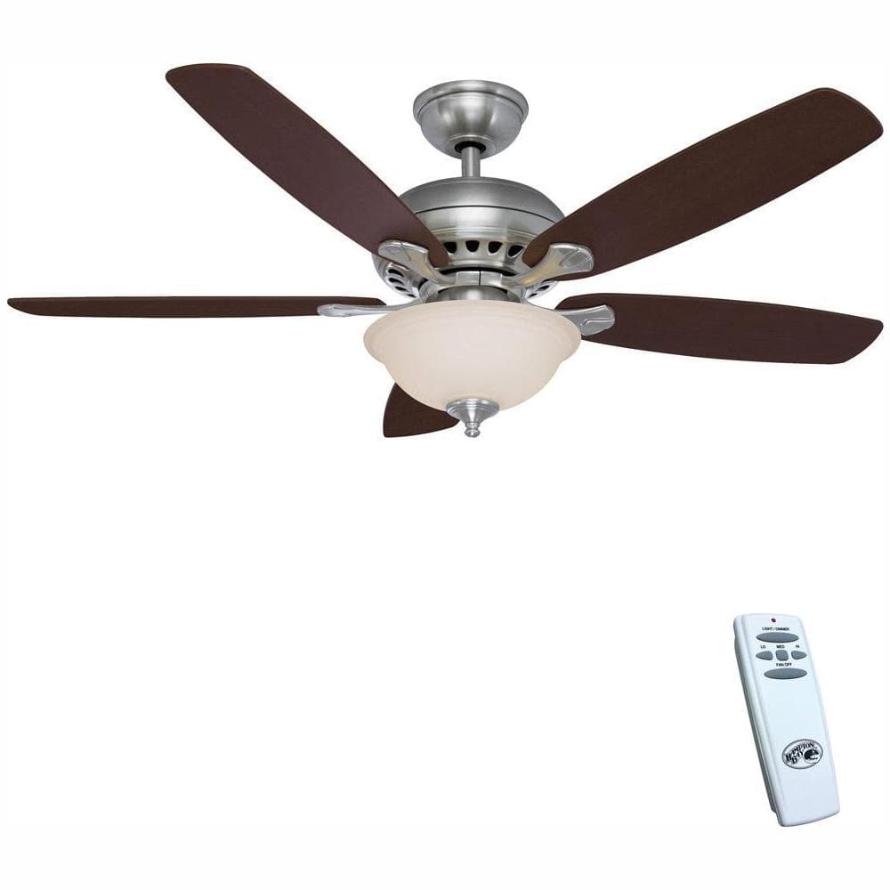 Hampton Bay Southwind 52 in. Indoor LED Brushed Nickel Ceiling Fan with 5 Reversible Blades, Light Kit, Downrod and Remote Control 52379 Sansujyuku sansujyuku.com