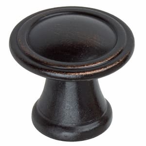 1 in. Dia Oil Rubbed Bronze Round Deco Cabinet Knobs (10-Pack)