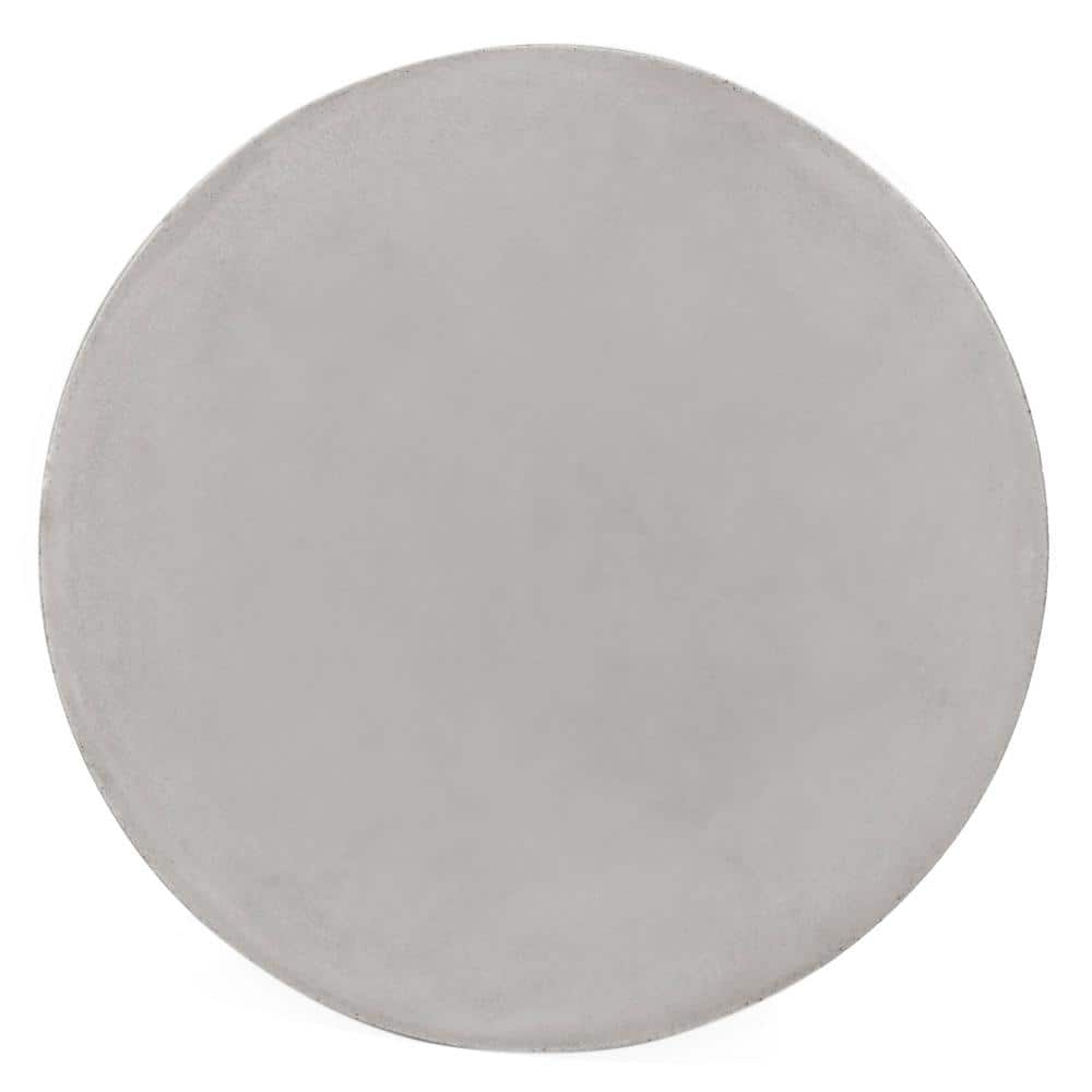 Fane 16'' Dark Grey Concrete & Rattan Round Side Table
