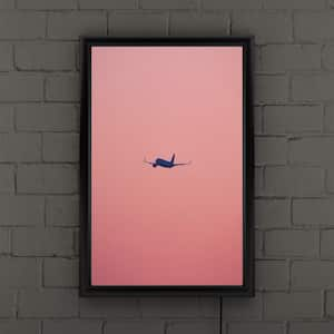 "Pink Flight Fabrikken" by Design Fabrikken Framed with LED Light Transportation Wall Art 24 in. x 16 in.