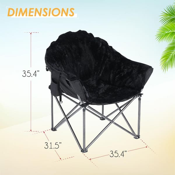 Folding Luxury Plush Moon Camping Chair Heavy-Duty Saucer Chair with C