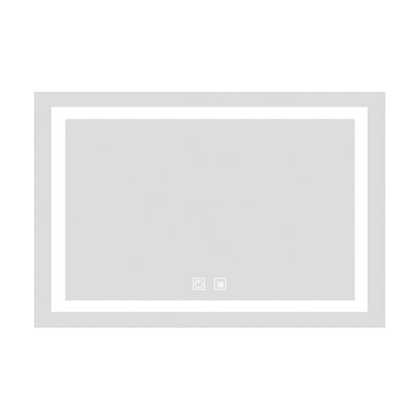 taholi 36 in. W x 28 in. H Rectangular Aluminium Framed Wall-mounted LED Single Bathroom Vanity Mirror in Polished Silver