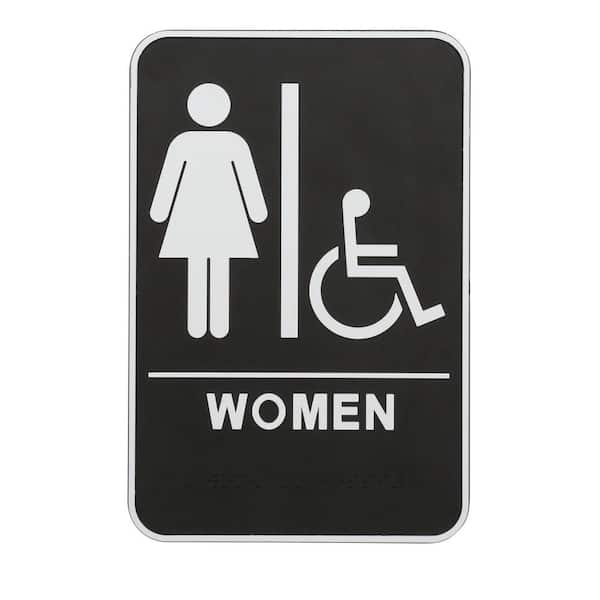6 x 8 ADA Braille All Gender Handicap Restroom Sign Grey