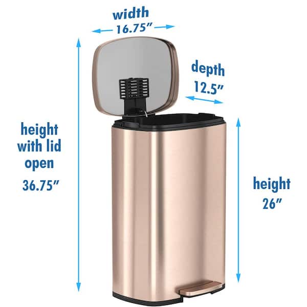 50 Liter iTouchless SoftStep 13.2 Gallon Stainless Steel Step Trash Can Pedal 