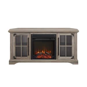 Farmhouse 18 in. Freestanding Wood Electric Fireplace TV Stand 54 in. in Grey Wash