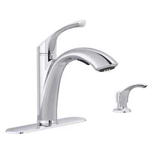 Mistos Single Handle Pull Out Sprayer Kitchen Faucet in Polished Chrome