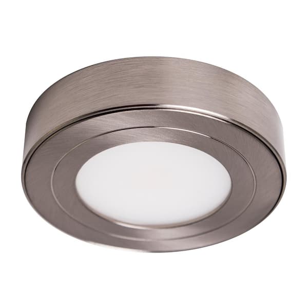 Armacost Lighting PureVue Dimmable Bright White LED Puck Light Brushed Steel Finish