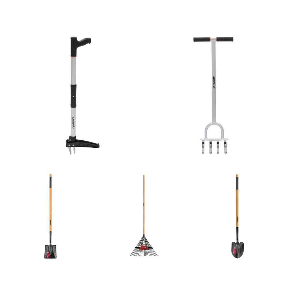 Husky 41 in. Manual Lawn Aerator with 3-Prongs and Large Stepper