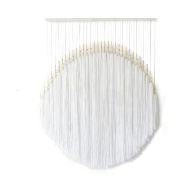 Boho Chic White 39 in. x 55 in. Cotton Handmade Tapestry