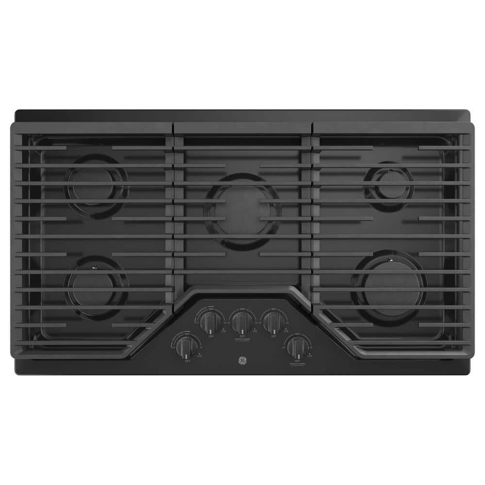 36 in. Gas Cooktop in Black with 5-Burners including Power Boil Burner