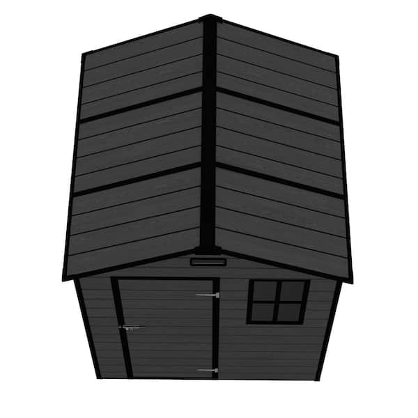 6 ft. x 6 ft. Resin Large Storage Shed with Transparent Window, Waterproof, Rust and UV Proof Shed in Black Wood Grain