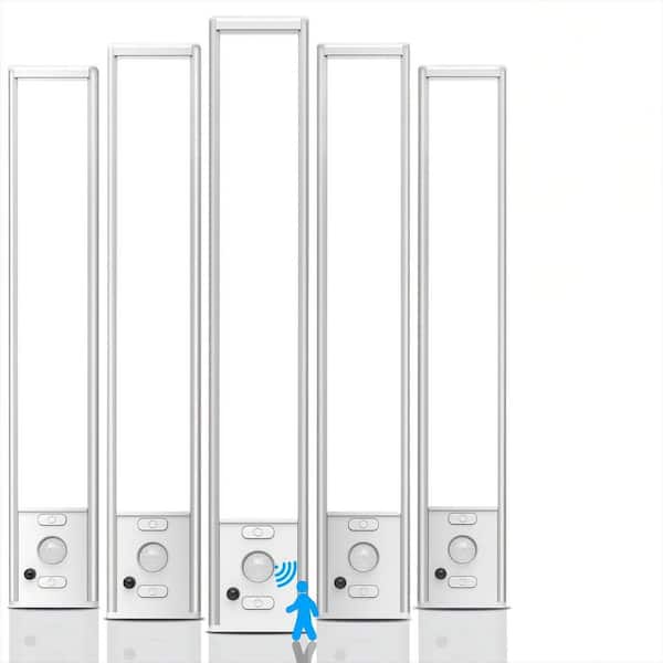5-Pack 9 in. White Wireless Under Cabinet Lights with Remote Control, 3-Color Dimmable Closet Lighting for Cabinet
