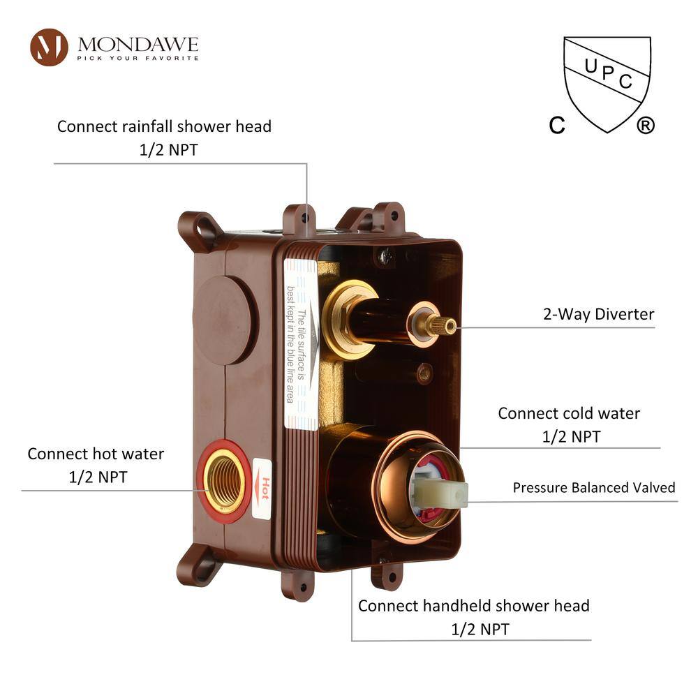 Rose Gold Wall Mounted Rain Shower System with Handheld