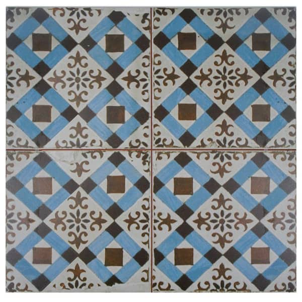 Merola Tile Kings Millbasin Encaustic 17-5/8 in. x 17-5/8 in. Ceramic Floor and Wall Tile (11.02 sq. ft./Case)