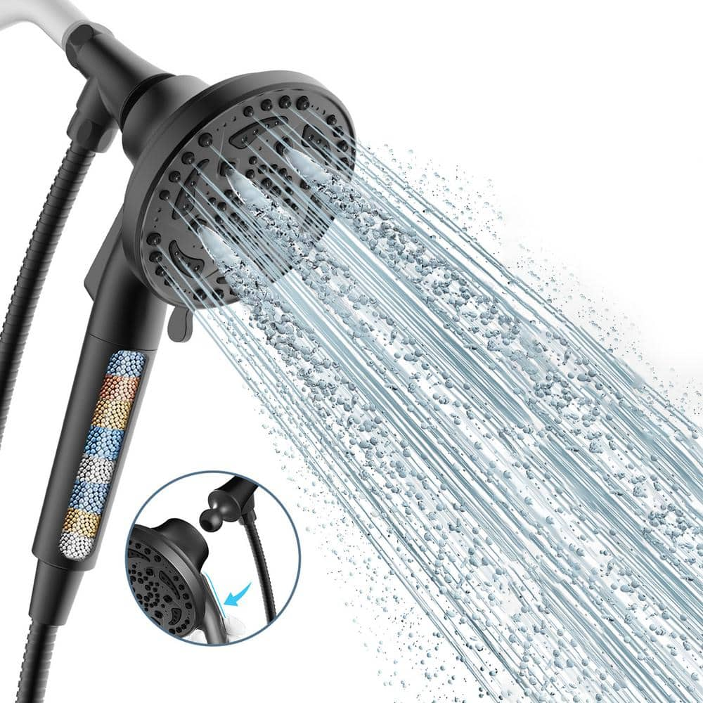 SoaShower Filtered Shower Head/High Pressure Shower Head/78 Hose/Bracket/shower  head holder/Hand Held Shower Head Filter for Hard Water/RV rain shower head/black/6  Spray Modes/with ON/OFF switch 