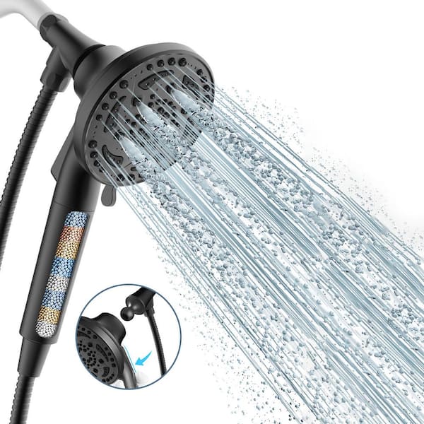 Heemli 7-Spray Pattern 4.92 in. Wall Mount Handheld Shower Heads 1.8 GPM With Filter, Removable Shower Hose in Matte Black