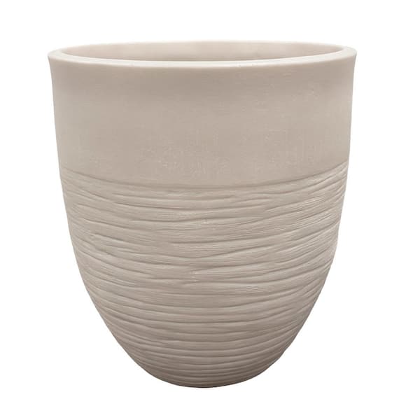 Jennings Large Beige Resin Tall Decorative Planter (17 in. L x 17 in. W x 19 in. H)