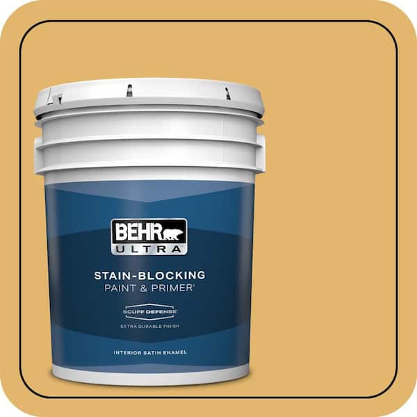 BEHR ULTRA 5 gal. #M290-5 English Custard Extra Durable Satin Enamel Interior Paint & Primer