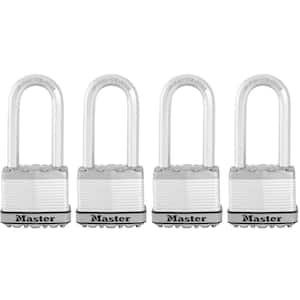 Heavy Duty Outdoor Padlock with Key, 2 in. Wide, 2-1/2 in. Shackle, 4 Pack