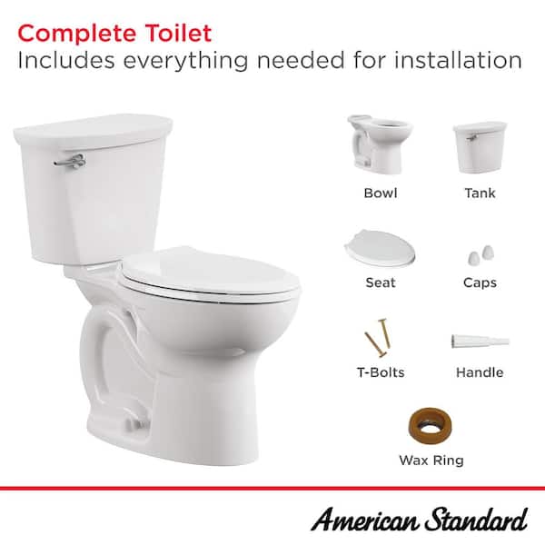 American Standard Cadet FloWise White WaterSense Elongated Standard Height 2-Piece Toilet 12-in Rough-In Size American Standard Cadet FloWise White WaterSense Elongated Standard Height 2-Piece Toilet 12-in Rough-In Size