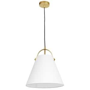 Emperor 1-Light Aged Brass Pendant with Laminated Fabric Shade