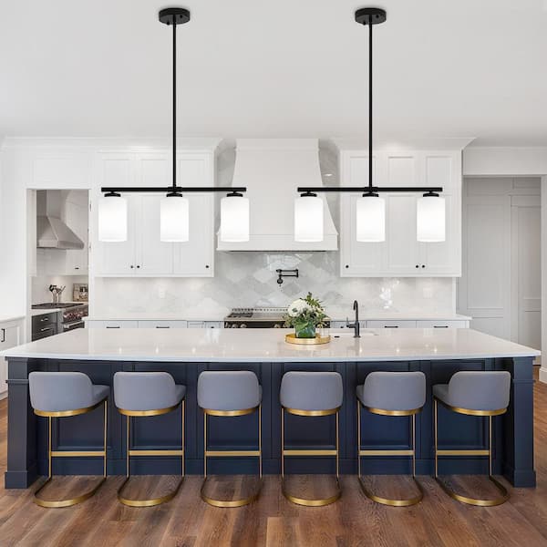 ZSMIHDOH 3-Light Black Modern Kitchen Island Light Fixture, Linear