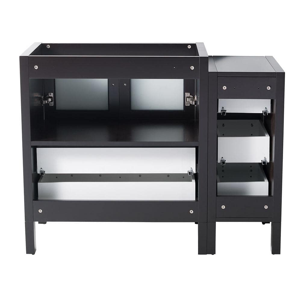 Espresso Engineered Wood 42" Freestanding Vanity Base with Frosted Glass Doors