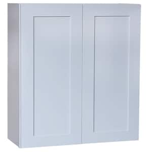 Plywell Ready to Assemble 39x30x12 in. Shaker Double Door Wall Cabinet with 2 Shelves in Gray