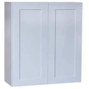 Plywell Ready to Assemble 39x42x12 in. Shaker Double Door Wall Cabinet with 3 Shelves in Gray