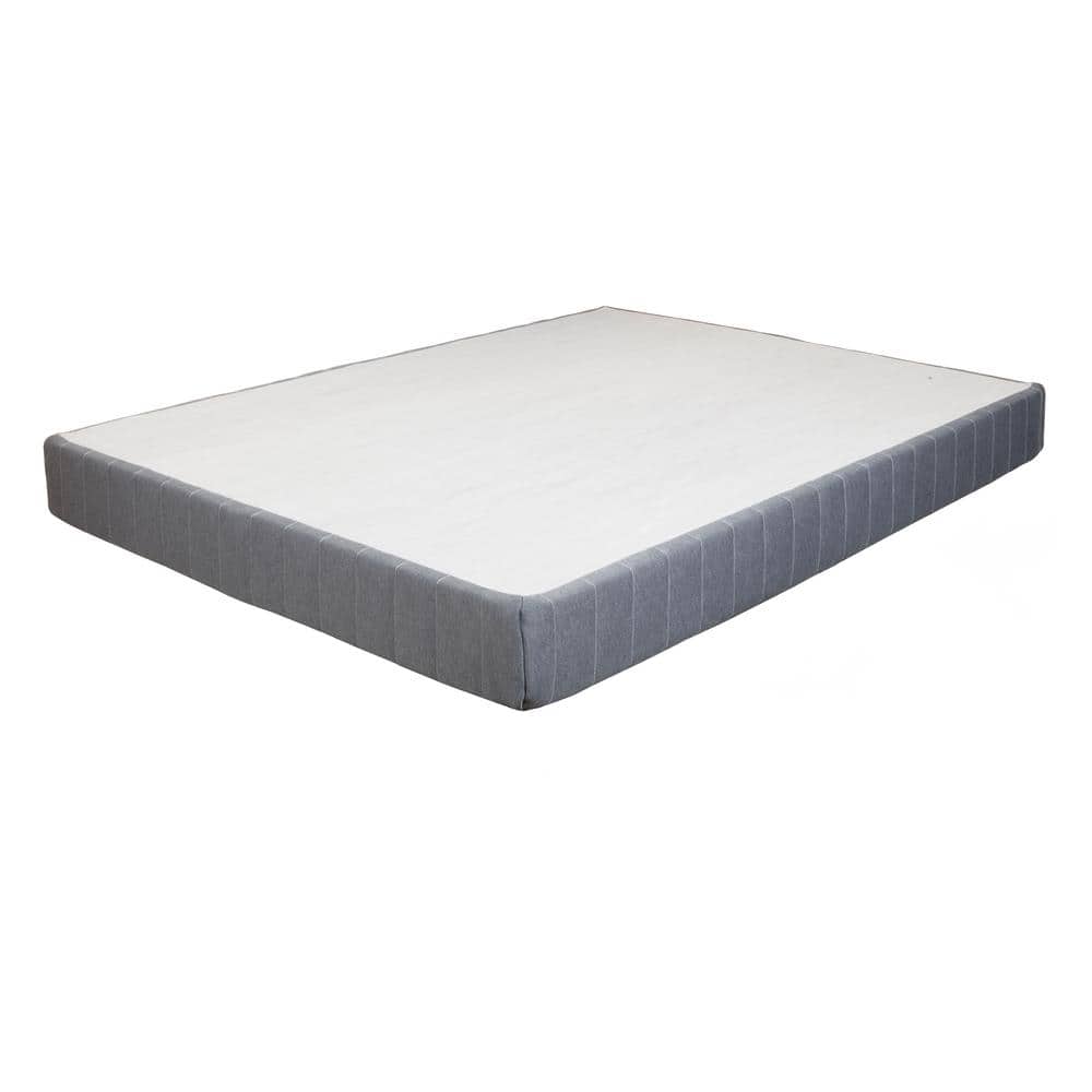 King Gray Upholstered Metal Platform Bed Frame