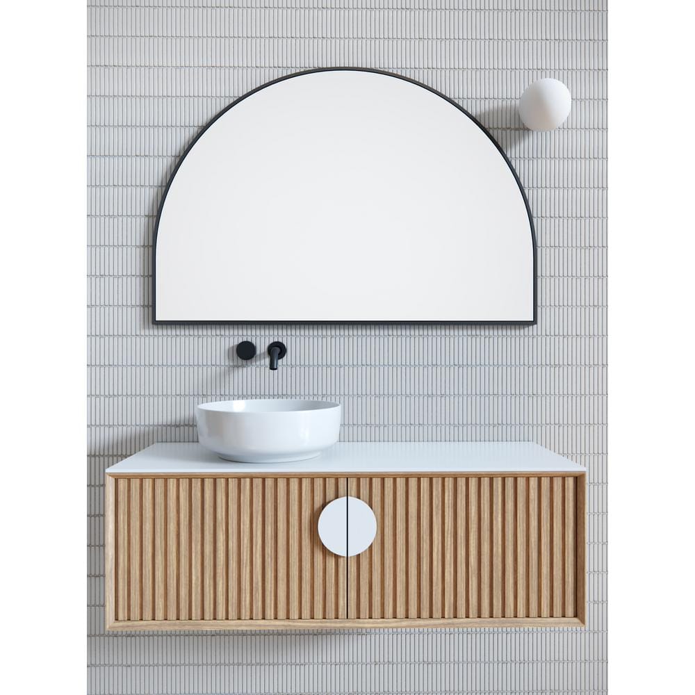 Black Frameless Arched Mirror 32" x 48"