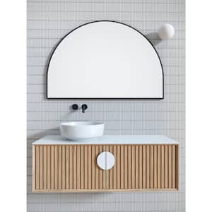 48 in. W x 32 in. H Framed Arched Bathroom Vanity Mirror in Black