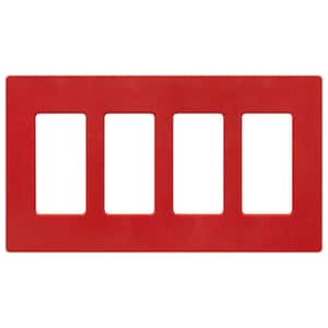 Claro 4 Gang Wall Plate for Decorator/Rocker Switches, Satin, Signal Red (SC-4-SR) (1-Pack)