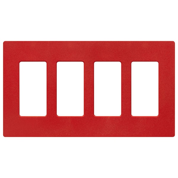 Lutron Claro 4 Gang Wall Plate for Decorator/Rocker Switches, Satin, Signal Red (SC-4-SR) (1-Pack)
