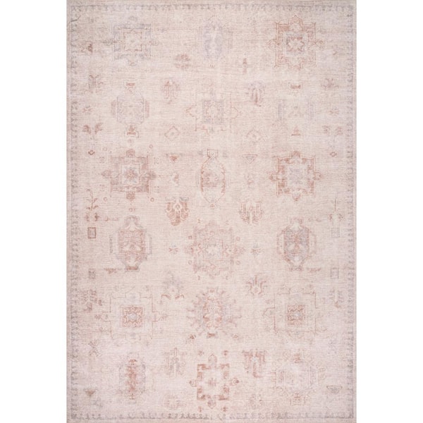 nuLOOM Mari Faded Traditional Motif Beige 5 ft. x 8 ft. Area Rug