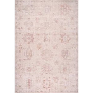Mari Faded Traditional Motif Beige 8 ft. x 12 ft. Area Rug