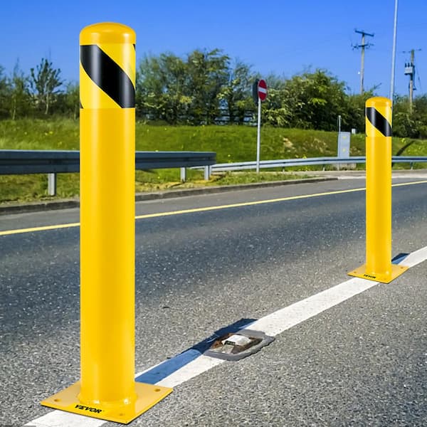 Safety Bollard 48 in. H Bollard Post 4.5 in. Dia Steel Pipe Safety Safety Bollard with 8 Anchor Bolts