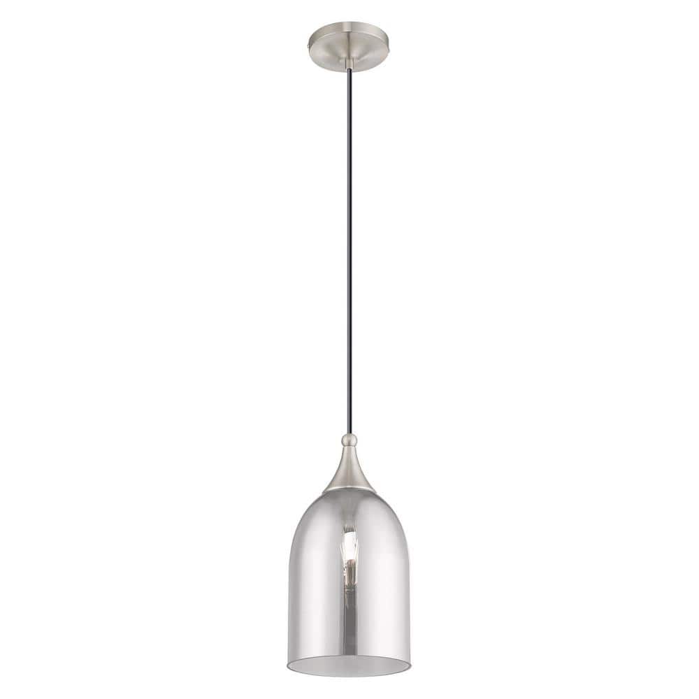 Brushed Nickel Mini Pendant with Smoke Glass Shade