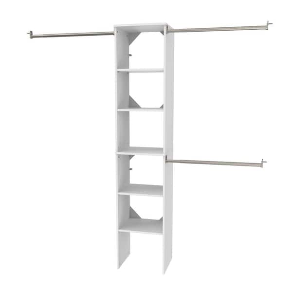ClosetMaid Style+ 72 in. W - 113 in. W White Narrow Wood Closet System