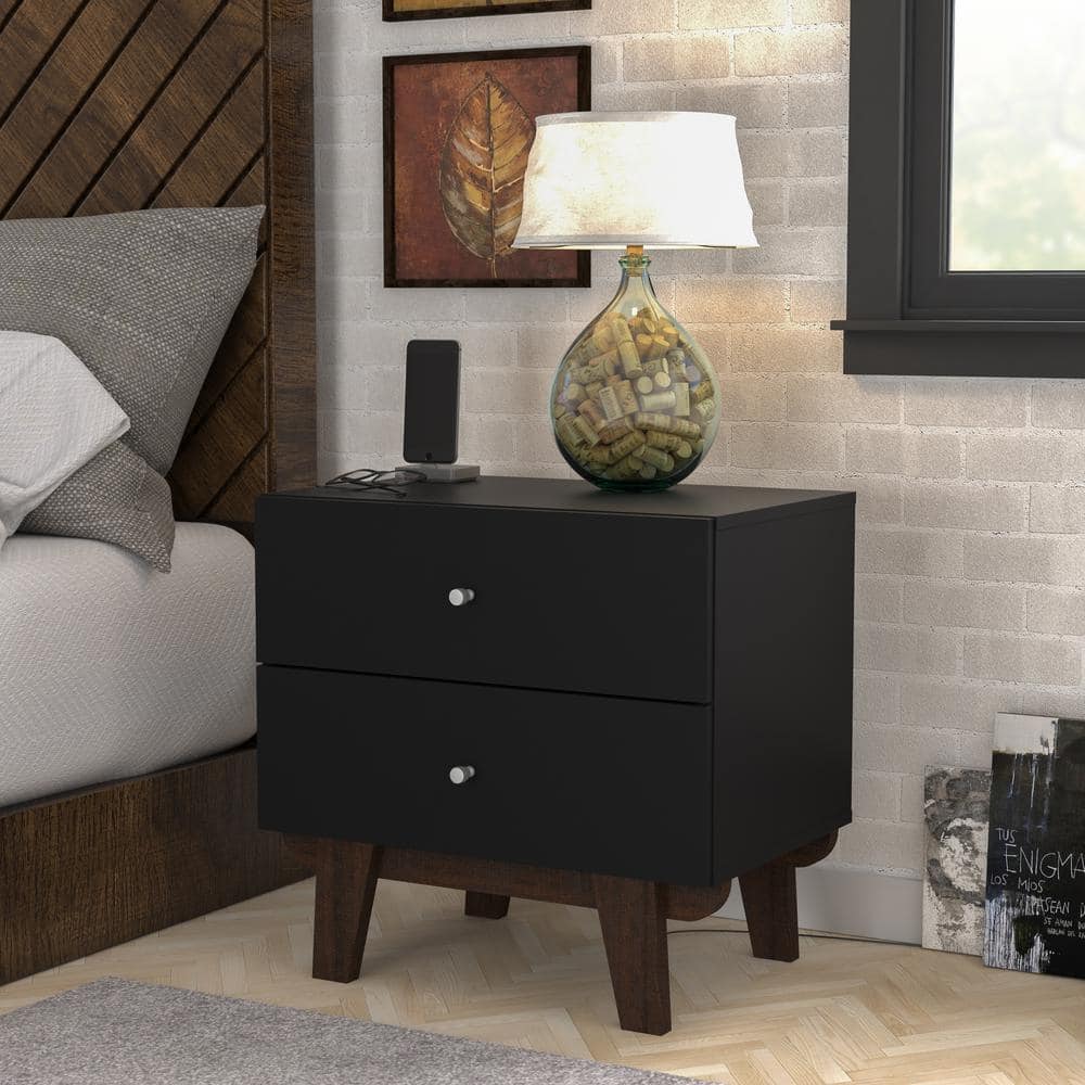 Kincaid 2 drawer Black Nightstand 23H x 23.5W x 15.75D