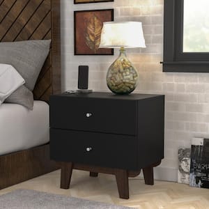 Kincaid 2 drawer Black Nightstand 23"H x 23.5"W x 15.75"D