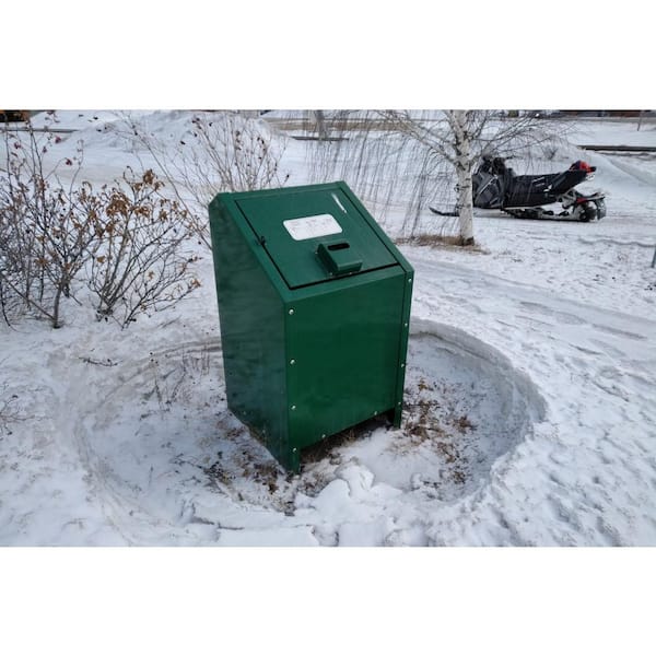34 Gal. Metal Animal Proof Trash Can in Green