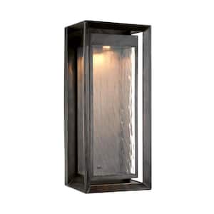 Urbandale 1-Light Antique Bronze Outdoor 23 in. Integrated LED Wall Lantern Sconce